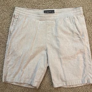 Men’s Abercrombie & Fitch L Linen-Blend Pull-On Shorts 8” inseam